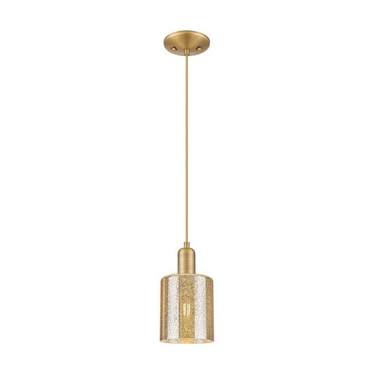 Innovations Cobbleskill 5in 1-Light Mini Pendant | Industrial Brushed Brass Steel and Mercury Glass | Kitchen Island & Dining Room | Model 716-1P-BB-G116