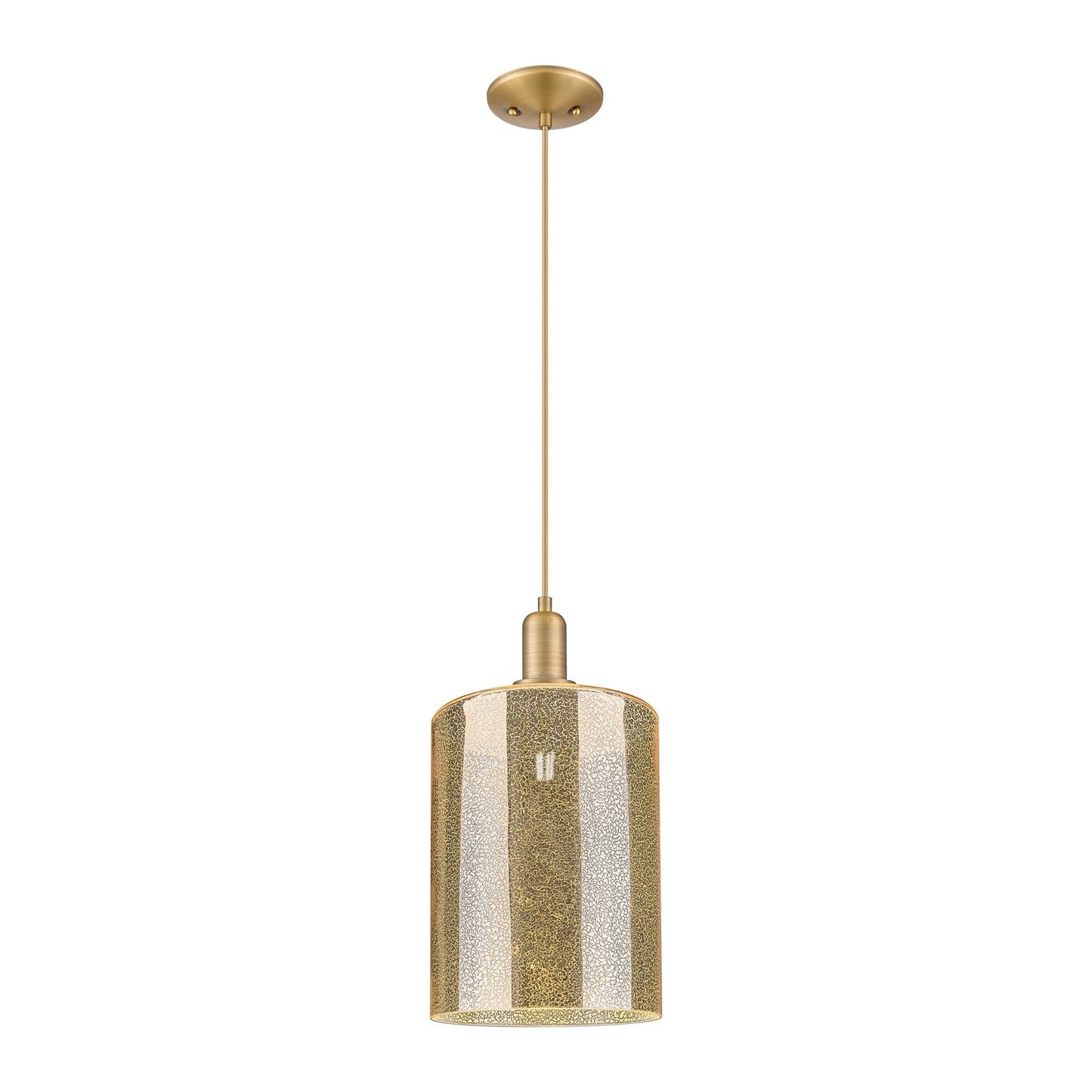 Innovations Cobbleskill 9in 1-Light Mini Pendant | Industrial Brushed Brass Steel and Mercury Glass | Kitchen Island & Dining | Model 716-1P-BB-G116-L