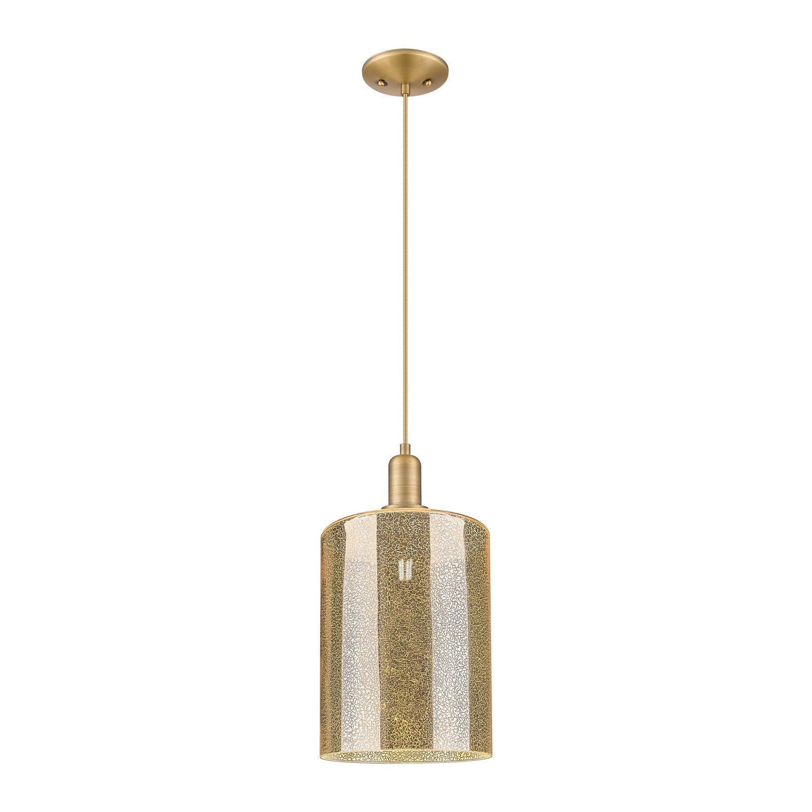 Innovations Cobbleskill 9in 1-Light Mini Pendant | Industrial Brushed Brass Steel and Mercury Glass | Kitchen Island & Dining | Model 716-1P-BB-G116-L