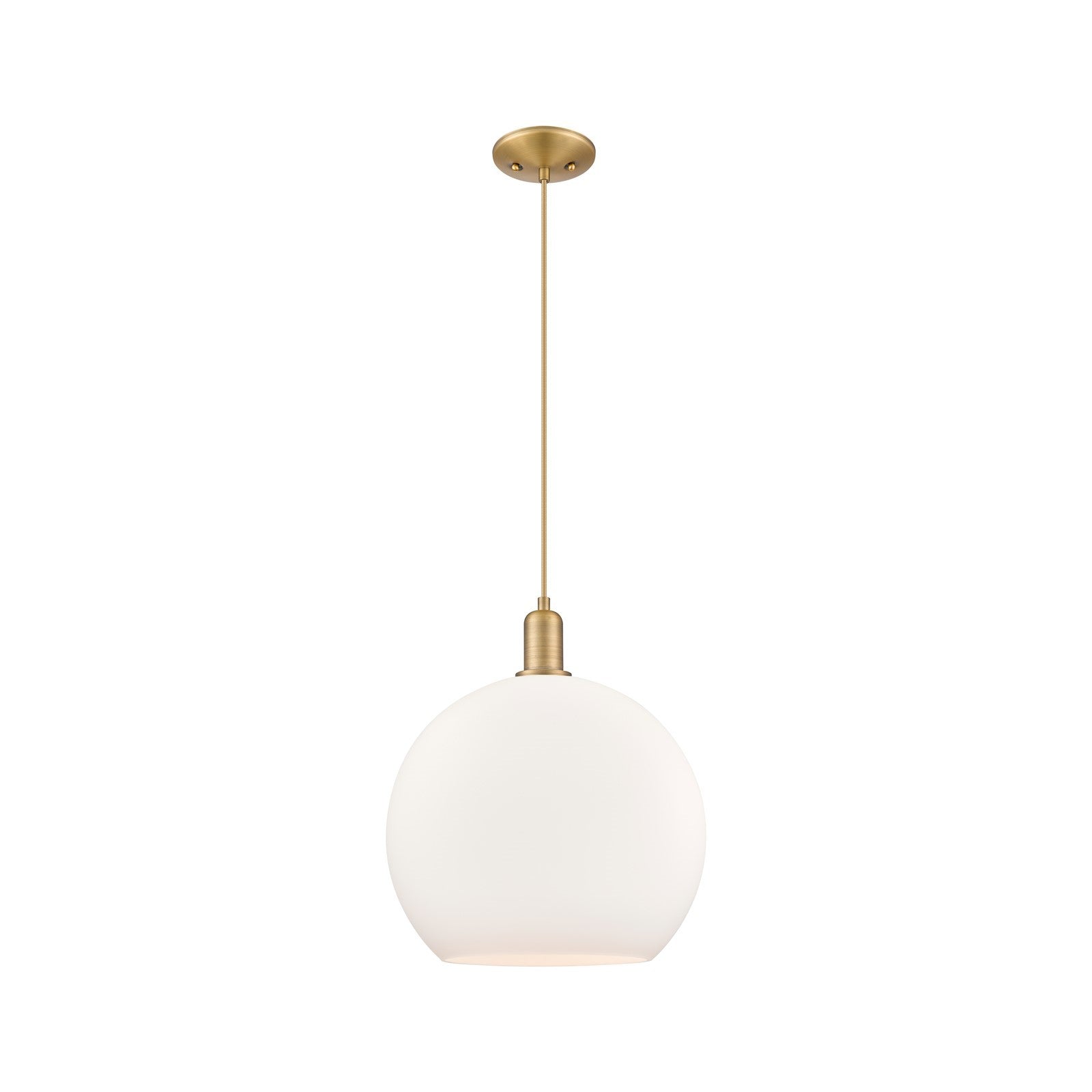 Innovations Athens 14in 1-Light Mini Pendant | Industrial Brushed Brass Steel and Matte White Glass | Kitchen Island & Dining | Model 716-1P-BB-G121-14