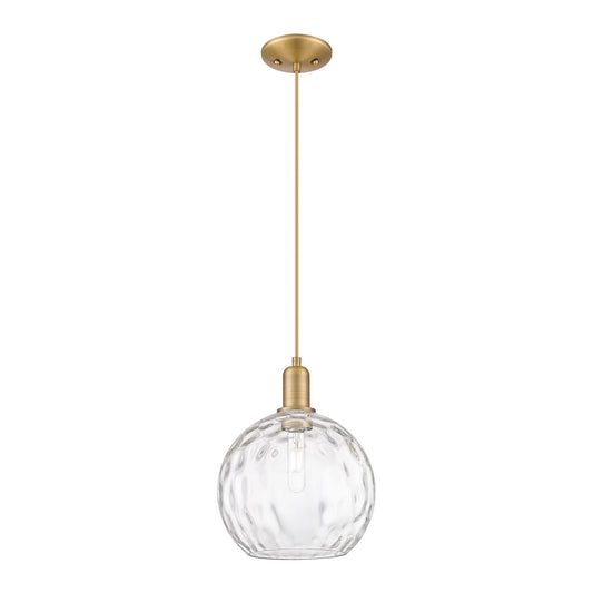 Innovations Athens 10in 1-Light Mini Pendant | Industrial Brushed Brass Steel and Clear Water Glass | Kitchen Island & Dining | Model 716-1P-BB-G1215-10