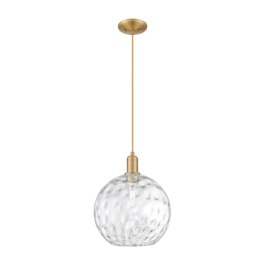 Innovations Athens 12in 1-Light Mini Pendant | Industrial Brushed Brass and Clear Water Glass | Kitchen Island & Dining Room | Model 716-1P-BB-G1215-12