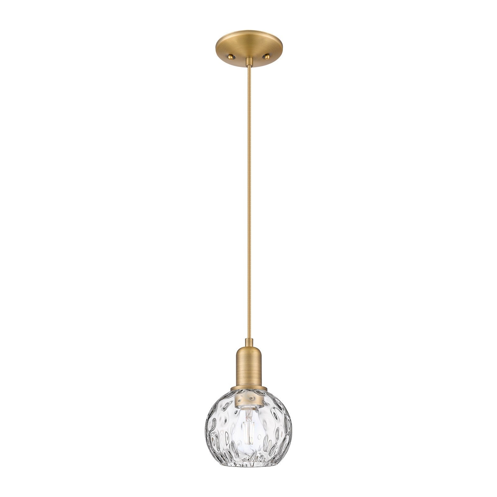 Innovations Athens Water Glass 6in 1-Light Mini Pendant | Industrial Brushed Brass and Clear Water Glass | Kitchen Island & | Model 716-1P-BB-G1215-6