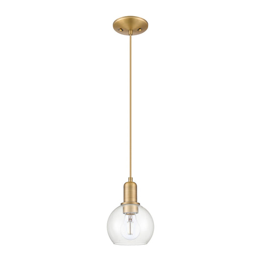 Innovations Athens 6in 1-Light Mini Pendant | Industrial Brushed Brass Steel and Clear Glass | Kitchen Island & Dining Room | Model 716-1P-BB-G122-6