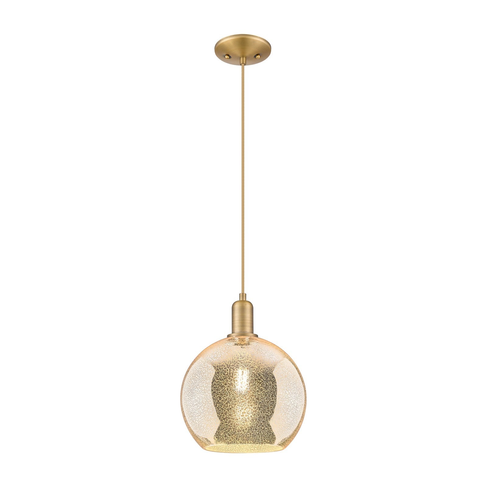Innovations Athens 10in 1-Light Mini Pendant | Industrial Brushed Brass Steel and Mercury Glass | Kitchen Island & Dining Room | Model 716-1P-BB-G128-10