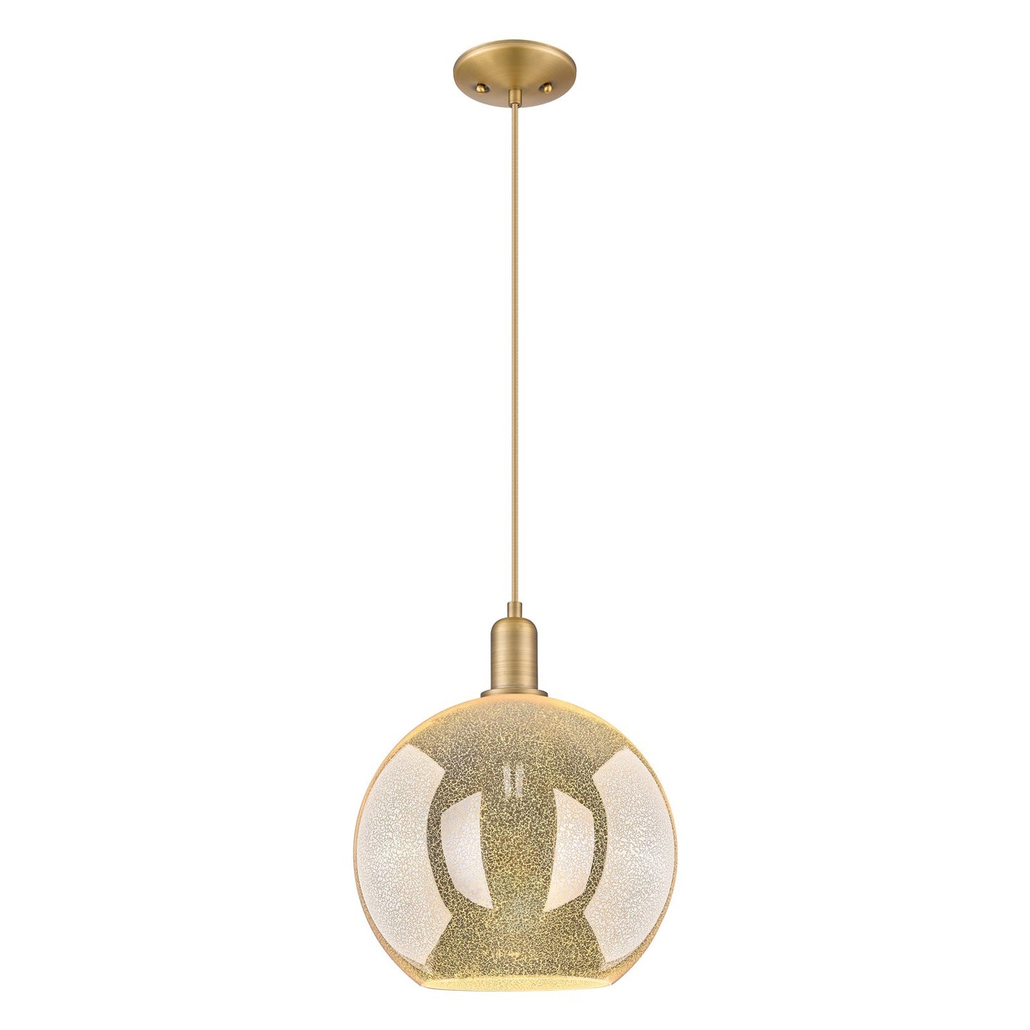 Innovations Athens 12in 1-Light Mini Pendant | Industrial Brushed Brass Steel and Mercury Glass | Kitchen Island & Dining Room | Model 716-1P-BB-G128-12