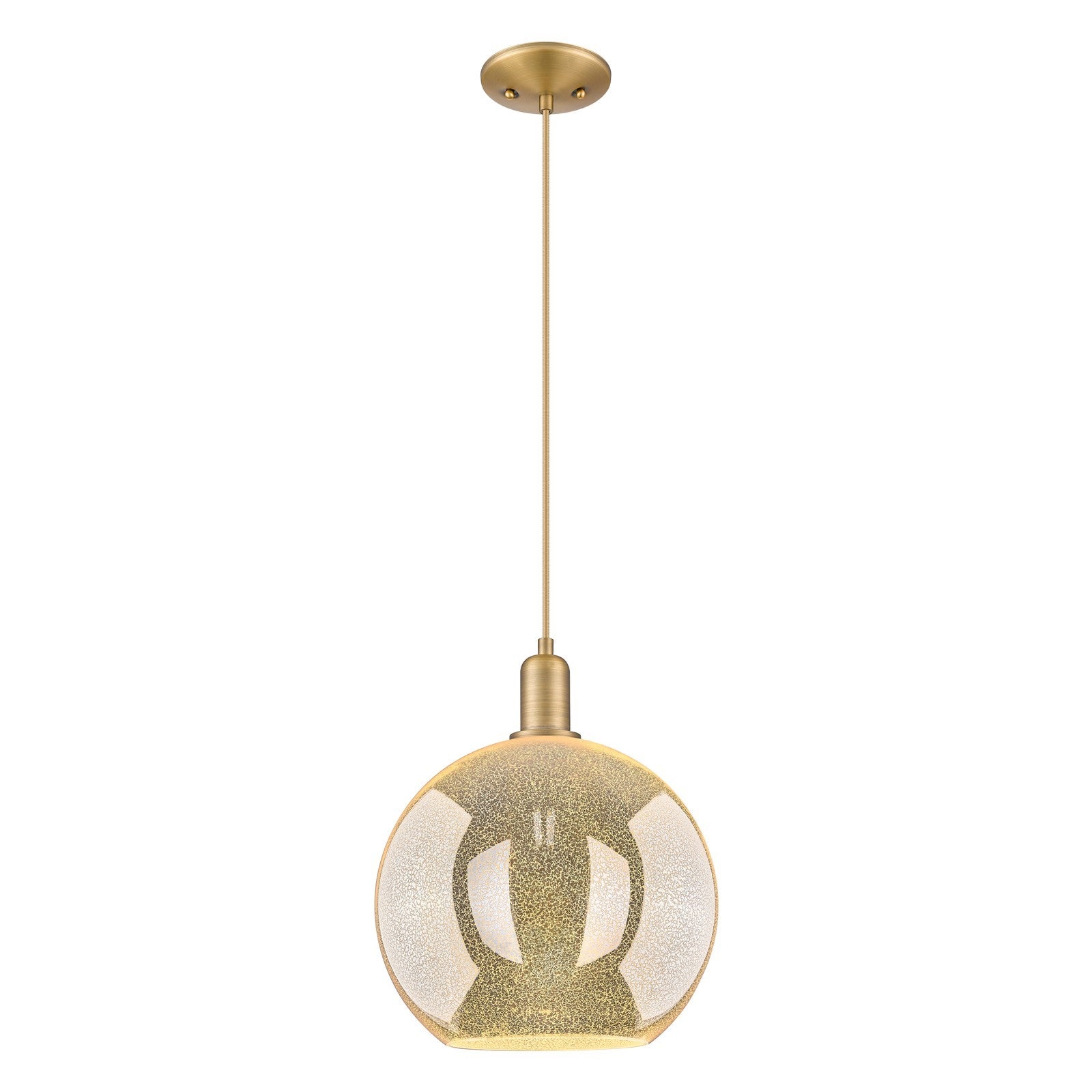 Innovations Athens 12in 1-Light Mini Pendant | Industrial Brushed Brass Steel and Mercury Glass | Kitchen Island & Dining Room | Model 716-1P-BB-G128-12