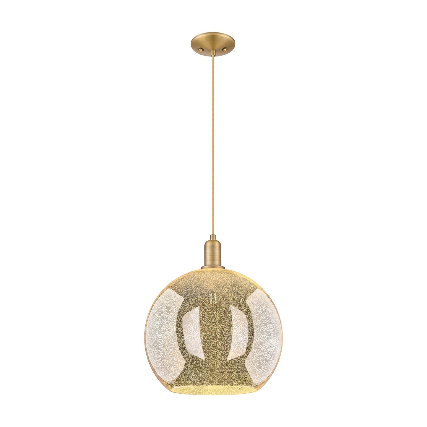 Innovations Athens 14in 1-Light Mini Pendant | Industrial Brushed Brass Steel and Mercury Glass | Kitchen Island & Dining Room | Model 716-1P-BB-G128-14