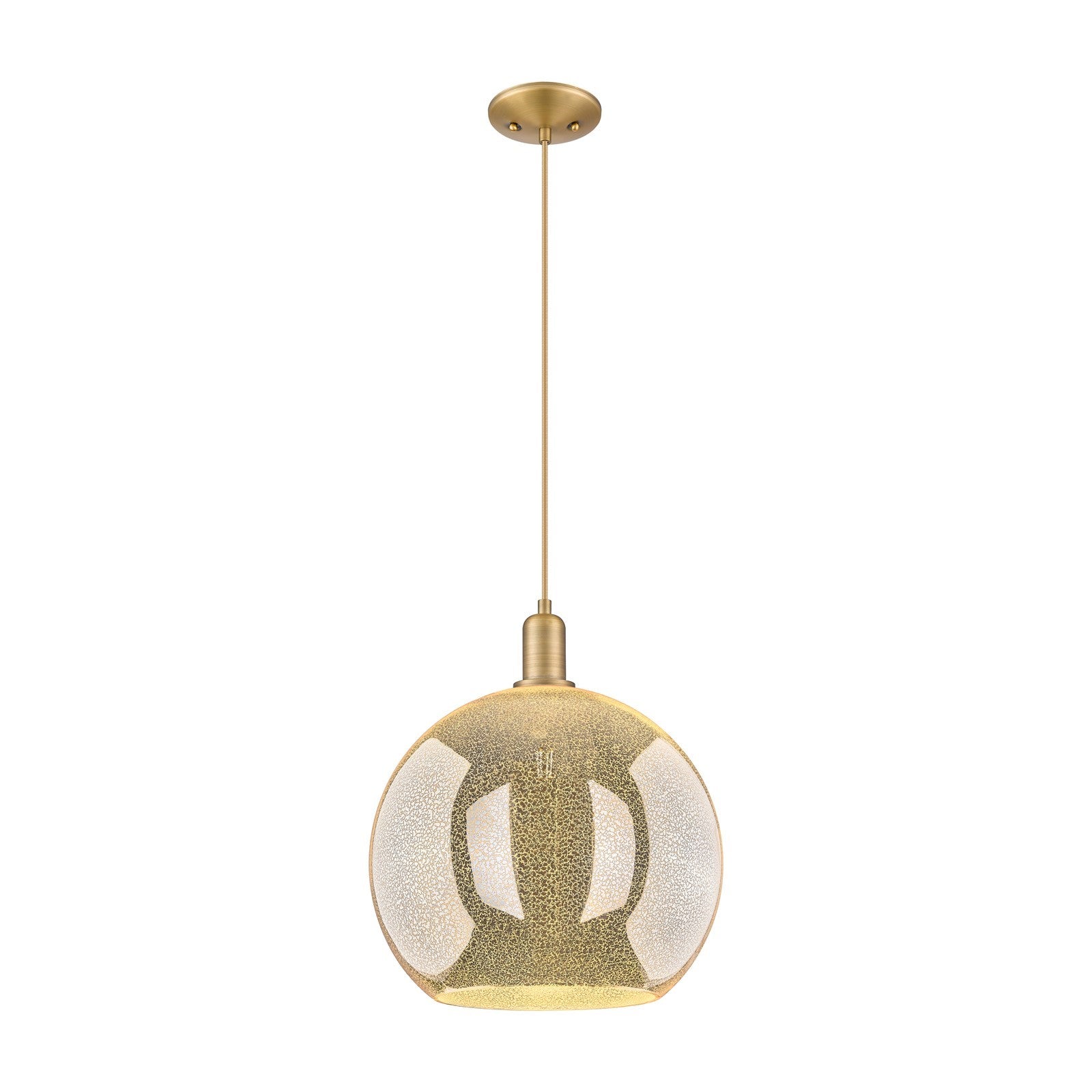 Innovations Athens 14in 1-Light Mini Pendant | Industrial Brushed Brass Steel and Mercury Glass | Kitchen Island & Dining Room | Model 716-1P-BB-G128-14