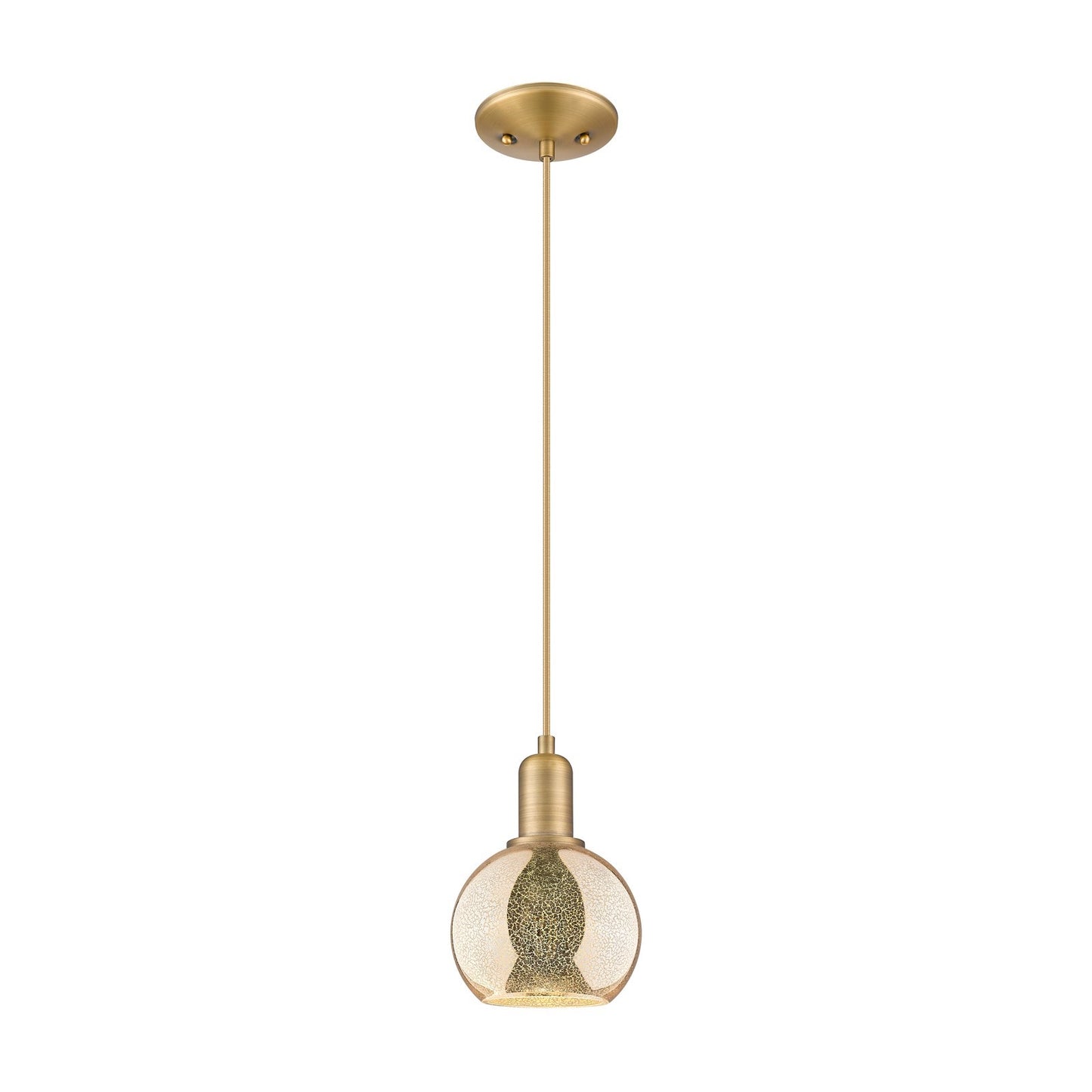 Innovations Athens 6in 1-Light Mini Pendant | Industrial Brushed Brass Steel and Mercury Glass | Kitchen Island & Dining Room | Model 716-1P-BB-G128-6
