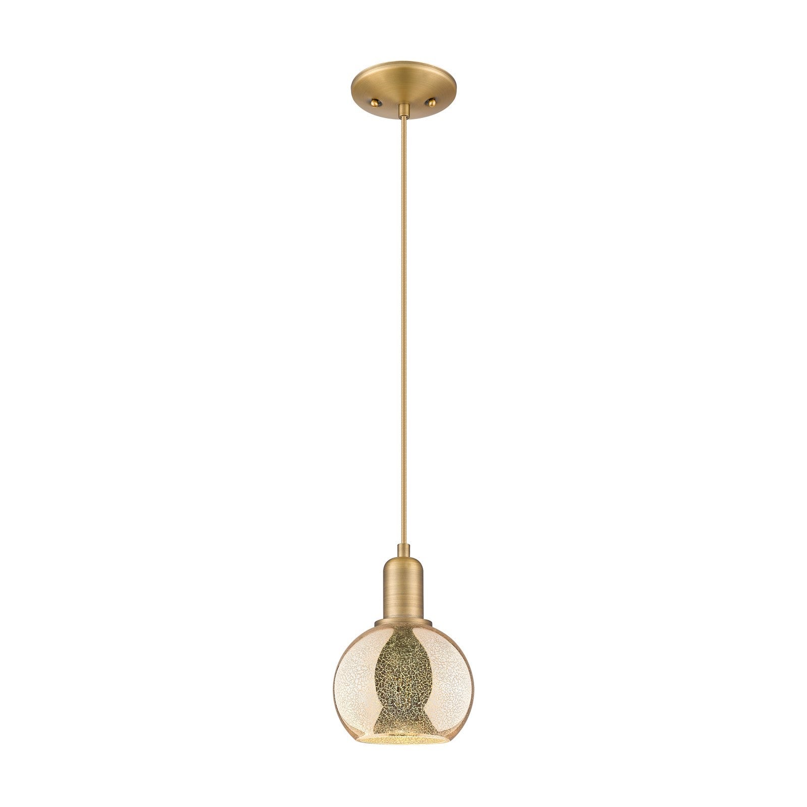 Innovations Athens 6in 1-Light Mini Pendant | Industrial Brushed Brass Steel and Mercury Glass | Kitchen Island & Dining Room | Model 716-1P-BB-G128-6