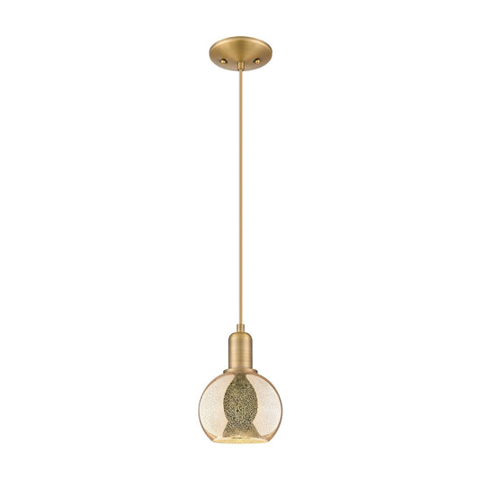 Innovations Athens 6in 1-Light Mini Pendant | Industrial Brushed Brass Steel and Mercury Glass | Kitchen Island & Dining Room | Model 716-1P-BB-G128-6