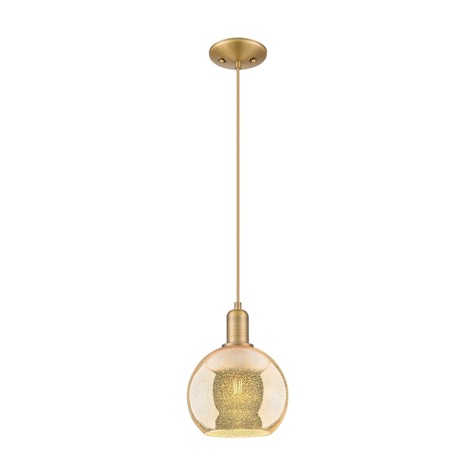 Innovations Athens 8in 1-Light Mini Pendant | Industrial Brushed Brass Steel and Mercury Glass | Kitchen Island & Dining Room | 8 | Model 716-1P-BB-G128-8