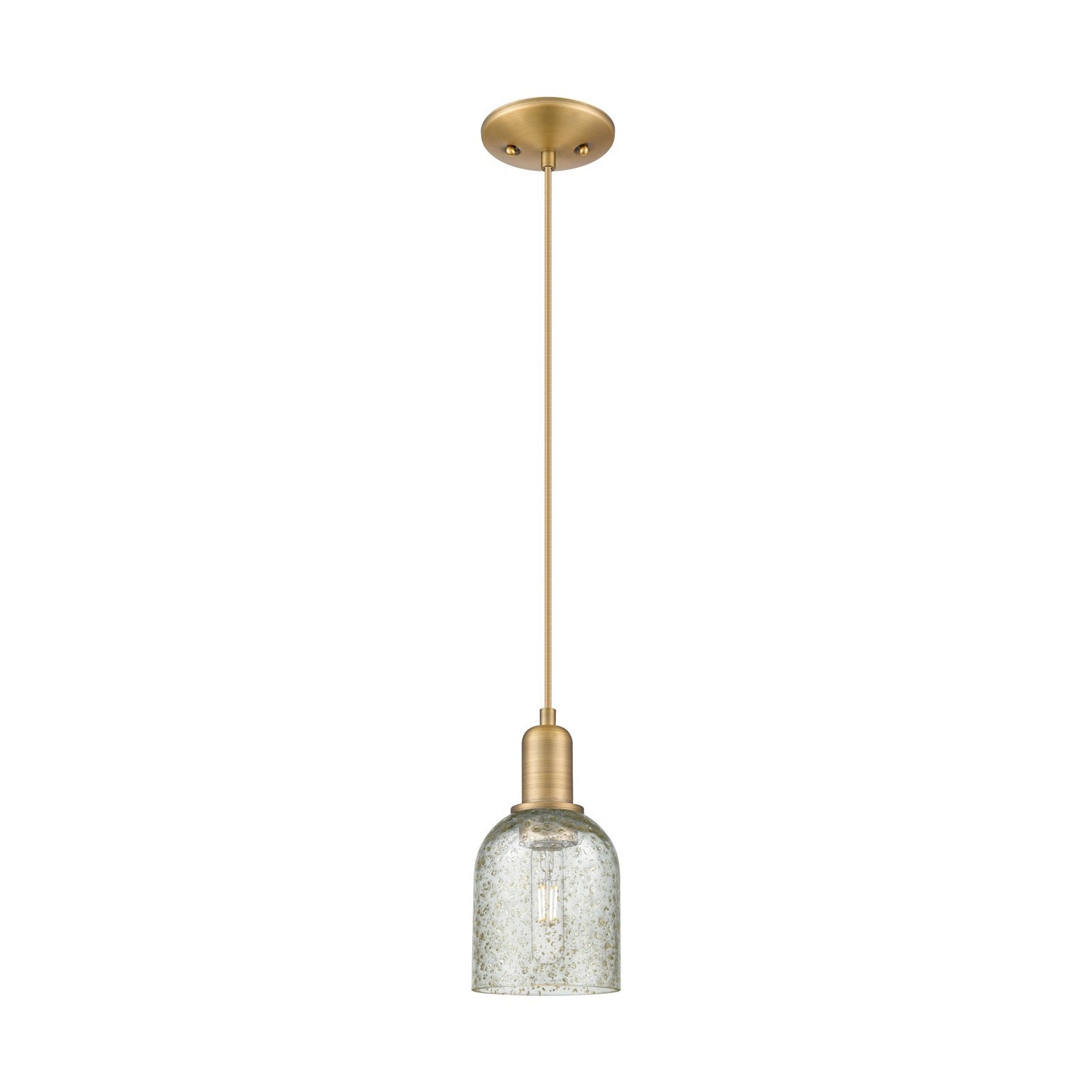 Innovations Caledonia 5in 1-Light Mini Pendant | Industrial Brushed Brass Steel and Charcoal Glass | Kitchen Island & Dining Room | Model 716-1P-BB-G257