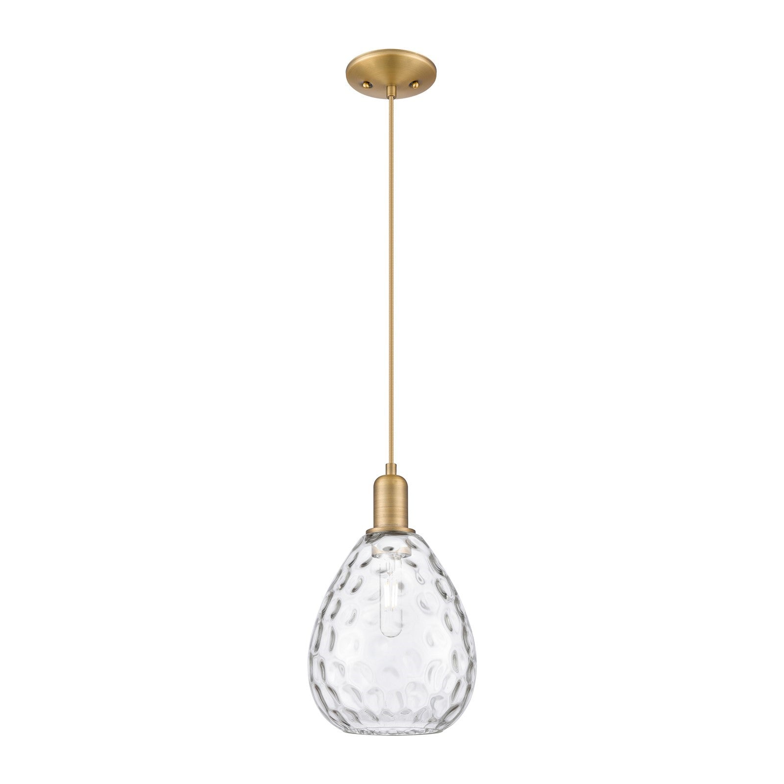 Innovations Waverly 8in 1-Light Mini Pendant | Industrial Brushed Brass and Clear Glass | Kitchen Island & Dining Room | 8 x 8 x | Model 716-1P-BB-G372