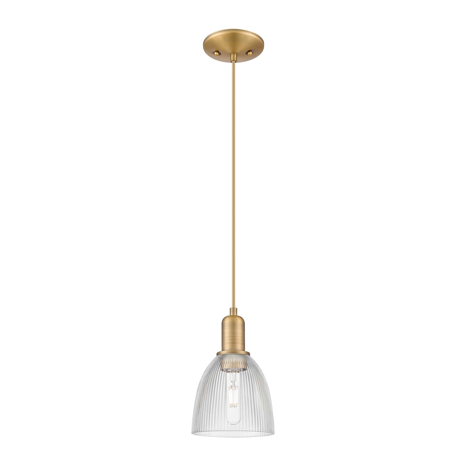 Innovations Castile 6in 1-Light Mini Pendant | Industrial Brushed Brass and Clear Glass | Kitchen Island & Dining Room | 6 x 6 x | Model 716-1P-BB-G382