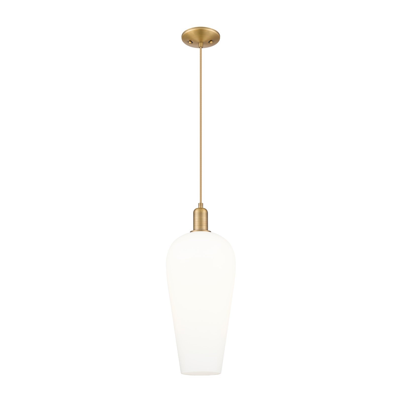 Innovations Chelsea 8in 1-Light Mini Pendant | Industrial Brushed Brass and White Chelsea Glass | Kitchen Island & Dining Room | Model 716-1P-BB-G456-8WH