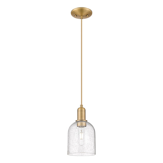 Innovations Bella 6in 1-Light Mini Pendant | Industrial Brushed Brass Steel and Seedy Glass | Kitchen Island & Dining Room | Model 716-1P-BB-G558-6SDY