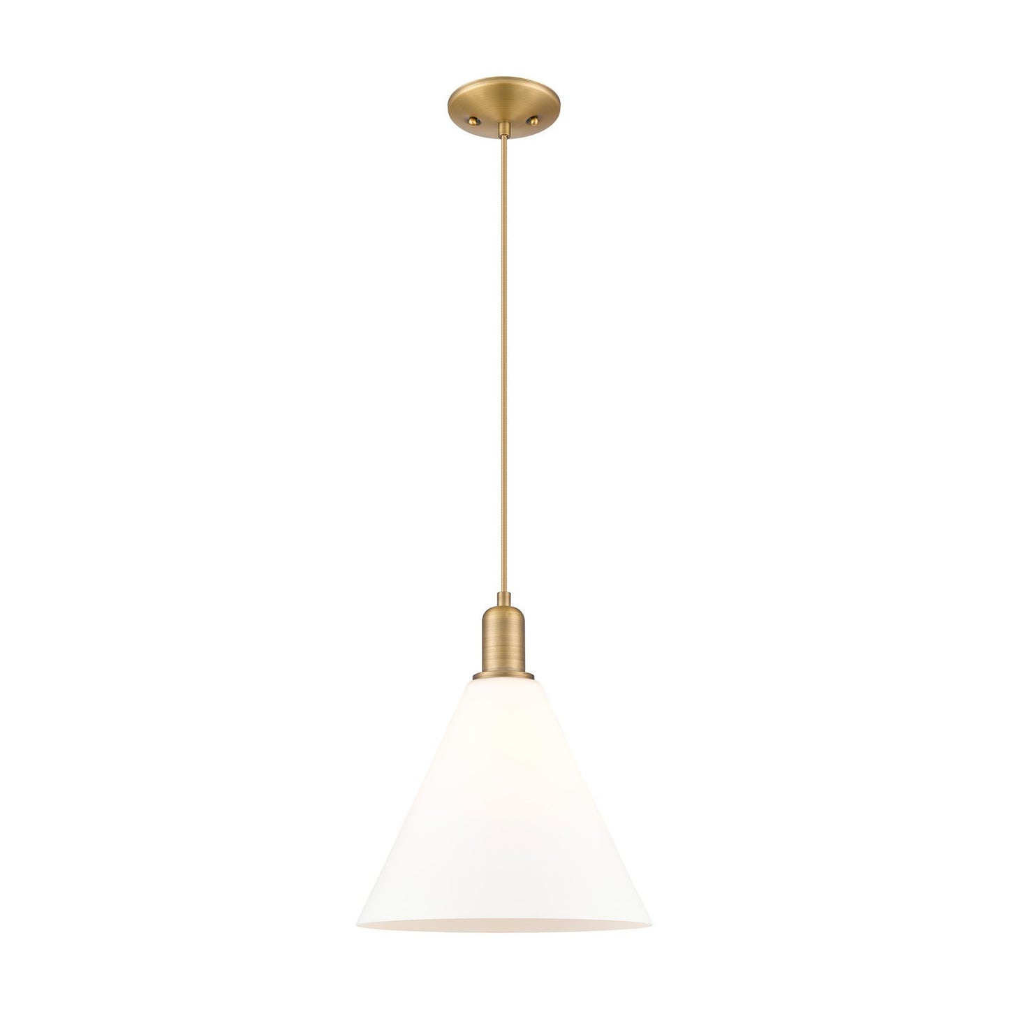 Innovations Berkshire Glass 12in 1-Light Mini Pendant | Industrial Brushed Brass Steel and Matte White Glass | Kitchen Island & | Model 716-1P-BB-GBC-121