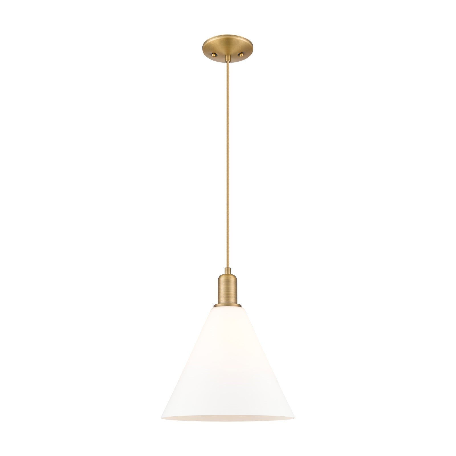 Innovations Berkshire Glass 12in 1-Light Mini Pendant | Industrial Brushed Brass Steel and Matte White Glass | Kitchen Island & | Model 716-1P-BB-GBC-121
