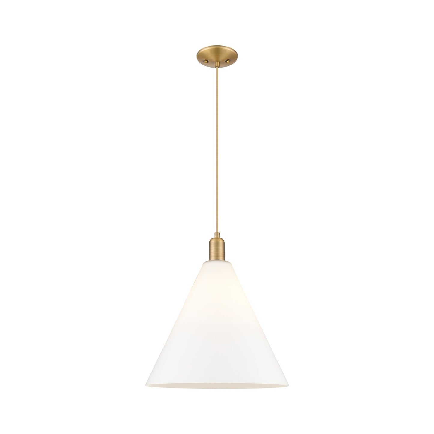 Innovations Berkshire Glass 16in 1-Light Mini Pendant | Industrial Brushed Brass Steel and Matte White Glass | Kitchen Island & | Model 716-1P-BB-GBC-161