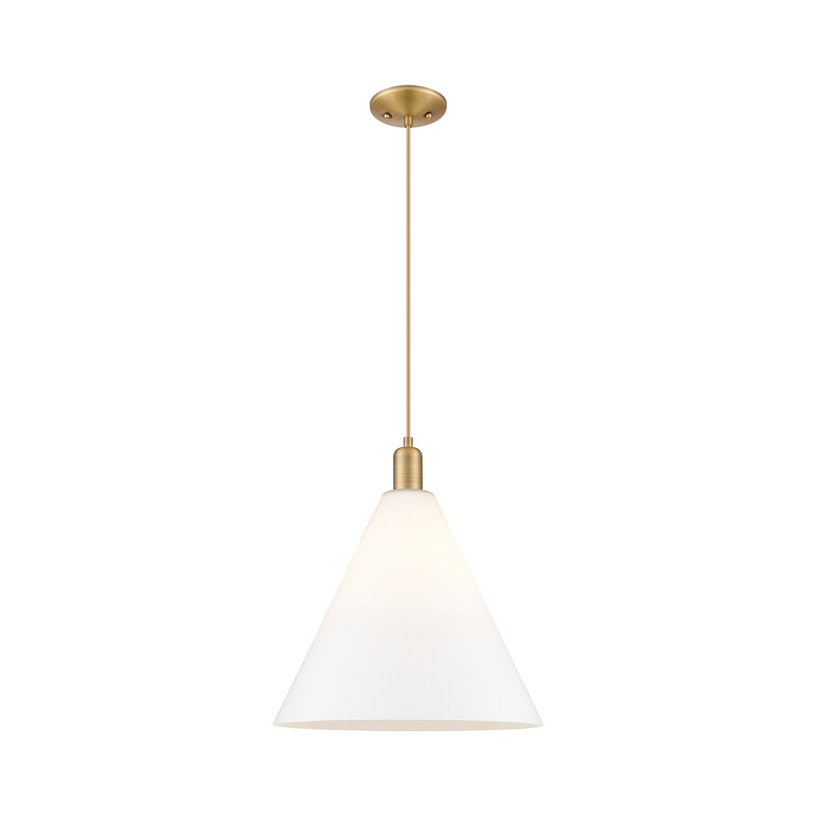 Innovations Berkshire Glass 16in 1-Light Mini Pendant | Industrial Brushed Brass Steel and Matte White Glass | Kitchen Island & | Model 716-1P-BB-GBC-161