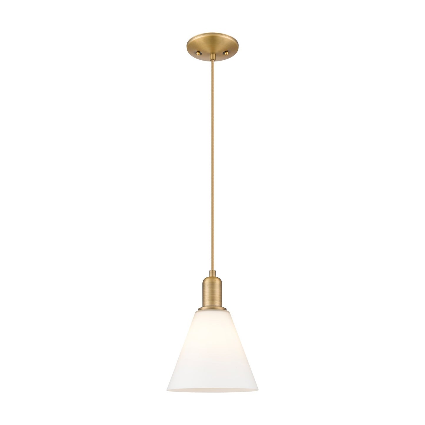 Innovations Berkshire Glass 8in 1-Light Mini Pendant | Industrial Brushed Brass and Matte White Glass | Kitchen Island & Dining | Model 716-1P-BB-GBC-81
