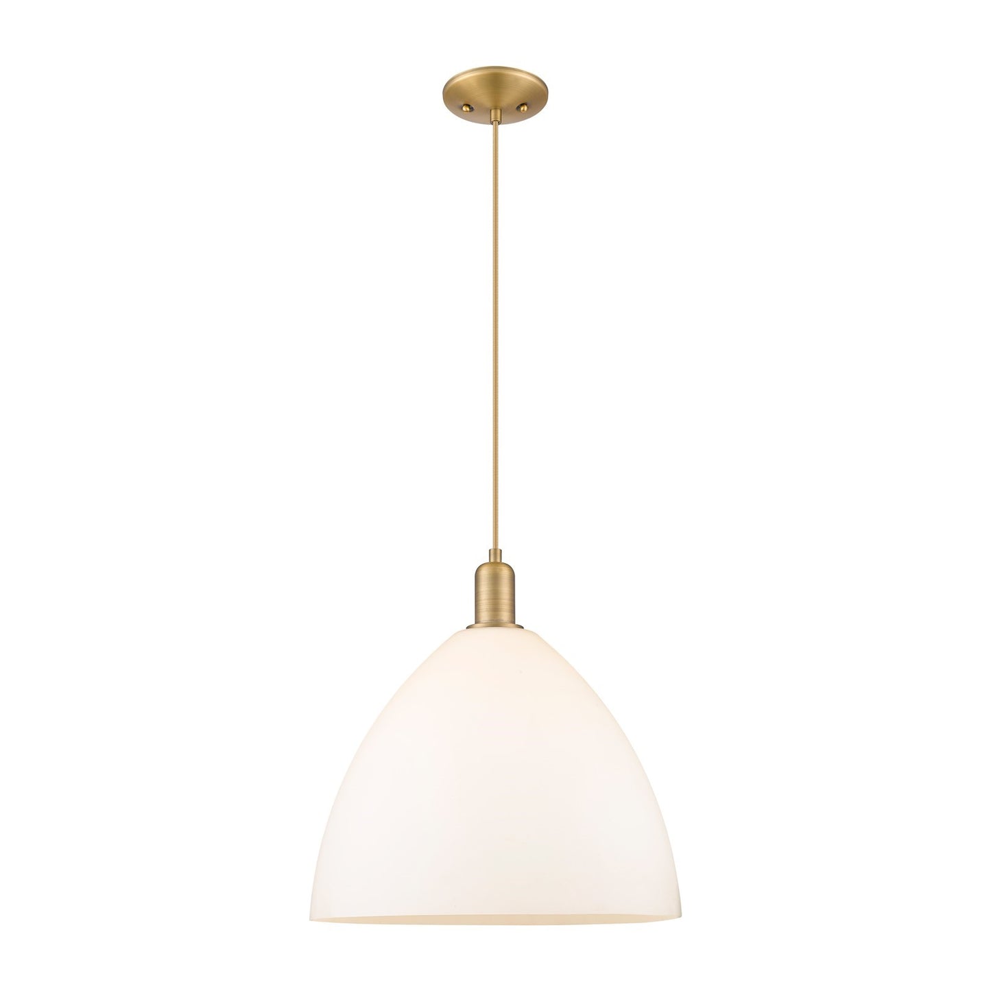 Innovations Bristol 16in 1-Light Mini Pendant | Industrial Brushed Brass and Matte White Glass | Kitchen Island & Dining Room | Model 716-1P-BB-GBD-161