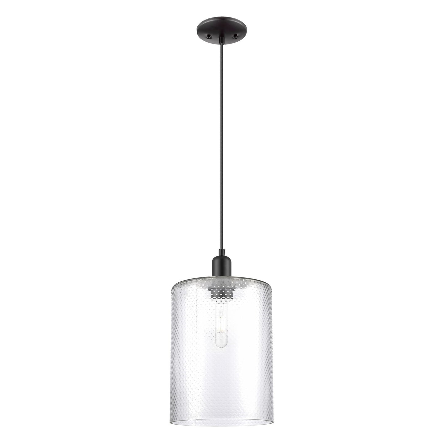 Innovations Cobbleskill 9in 1-Light Mini Pendant | Industrial Matte Black Steel and Clear Glass | Kitchen Island & Dining Room | Model 716-1P-BK-G112-L