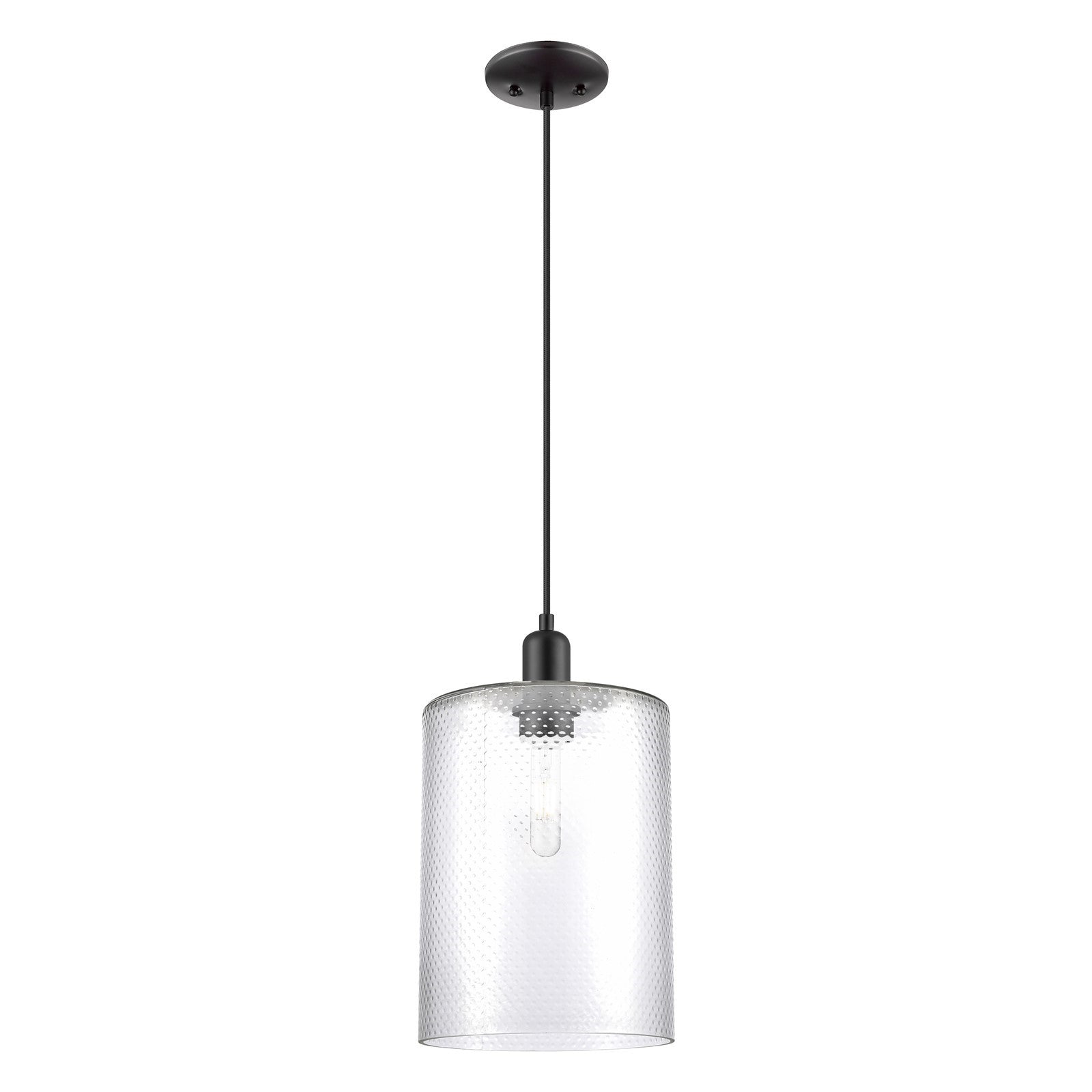 Innovations Cobbleskill 9in 1-Light Mini Pendant | Industrial Matte Black Steel and Clear Glass | Kitchen Island & Dining Room | Model 716-1P-BK-G112-L