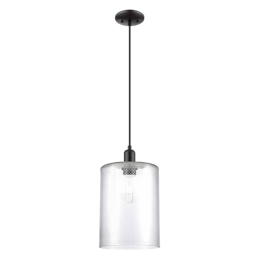 Innovations Cobbleskill 9in 1-Light Mini Pendant | Industrial Matte Black Steel and Clear Glass | Kitchen Island & Dining Room | Model 716-1P-BK-G112-L