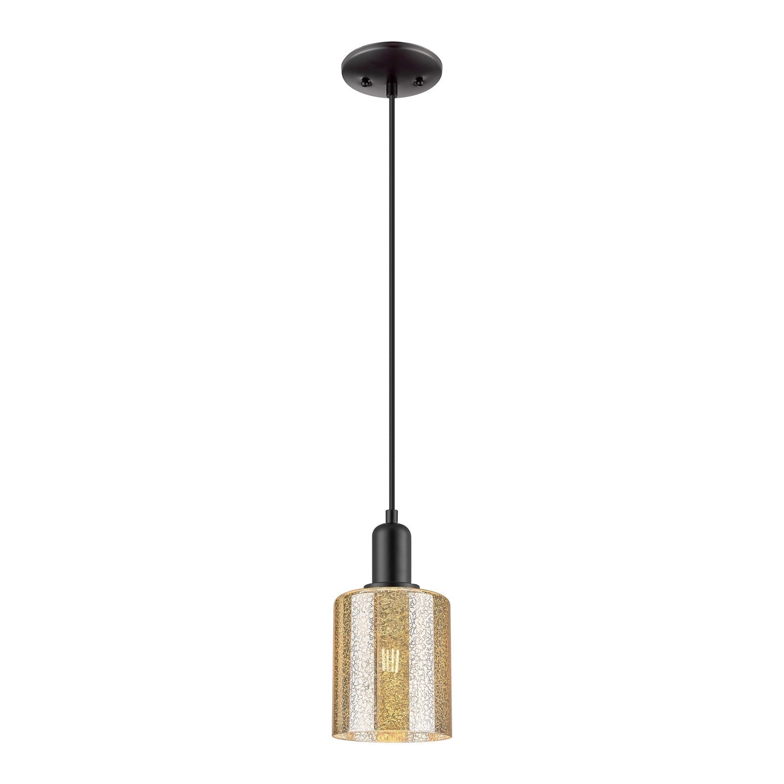 Innovations Cobbleskill 5in 1-Light Mini Pendant | Industrial Matte Black Steel and Mercury Glass | Kitchen Island & Dining Room | Model 716-1P-BK-G116