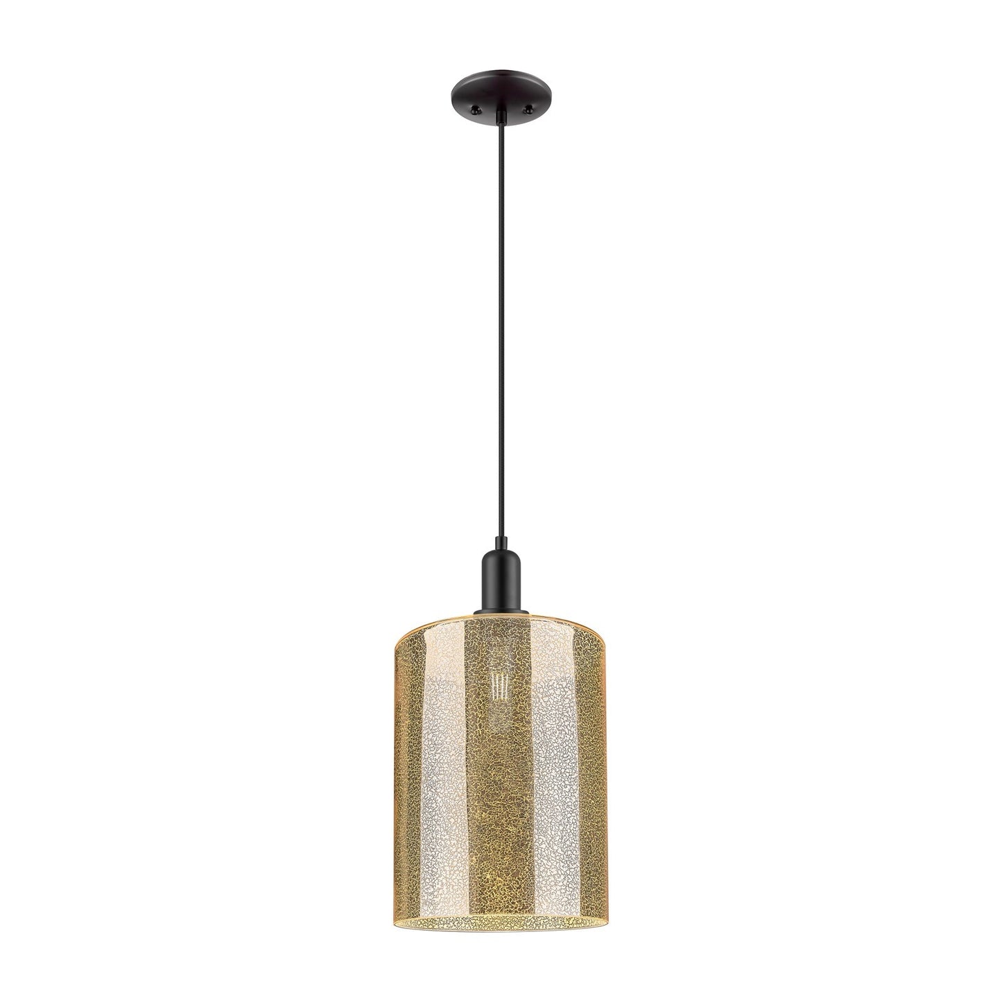 Innovations Cobbleskill 9in 1-Light Mini Pendant | Industrial Matte Black Steel and Mercury Glass | Kitchen Island & Dining Room | Model 716-1P-BK-G116-L