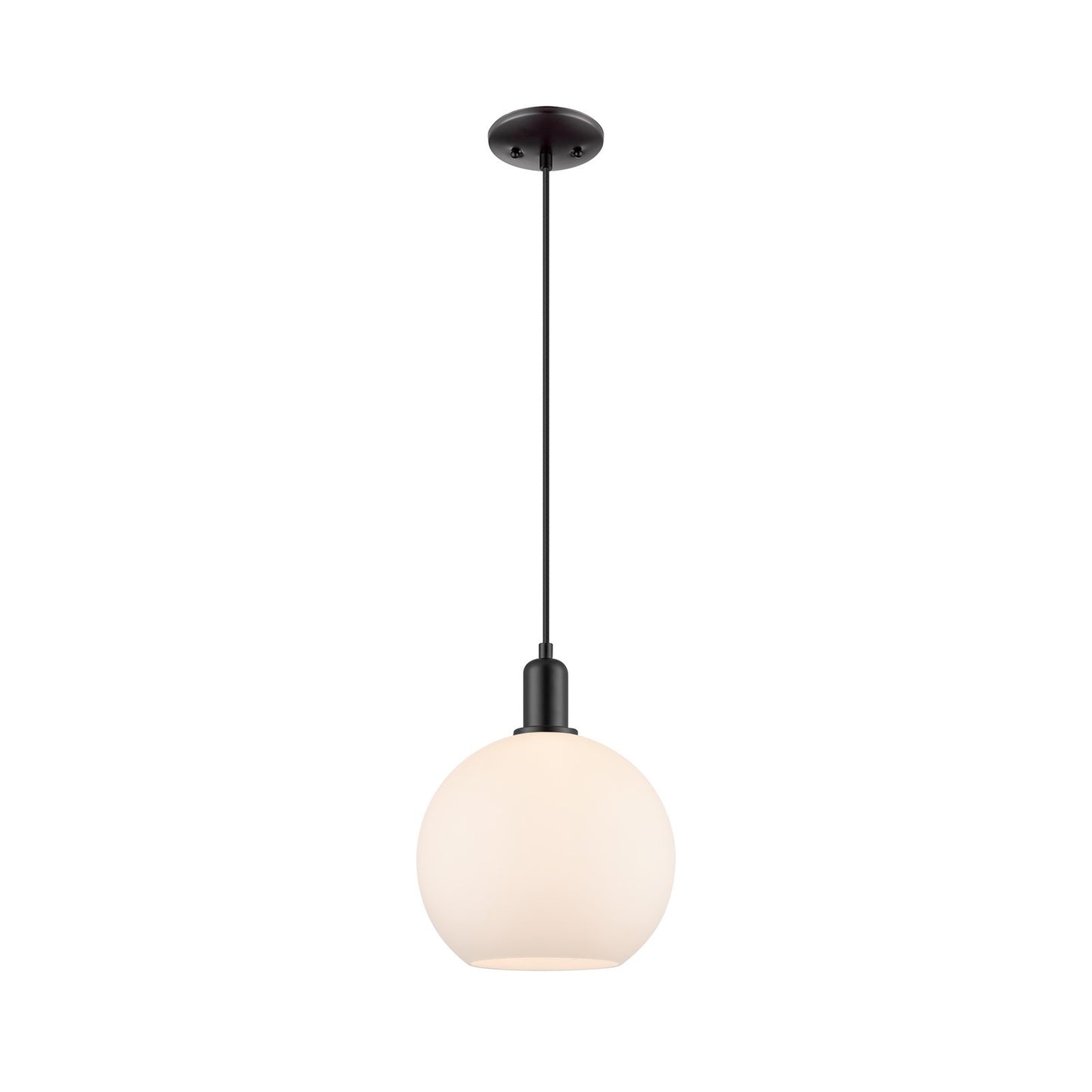 Innovations Athens 10in 1-Light Mini Pendant | Industrial Matte Black Steel and Matte White Glass | Kitchen Island & Dining Room | Model 716-1P-BK-G121-10