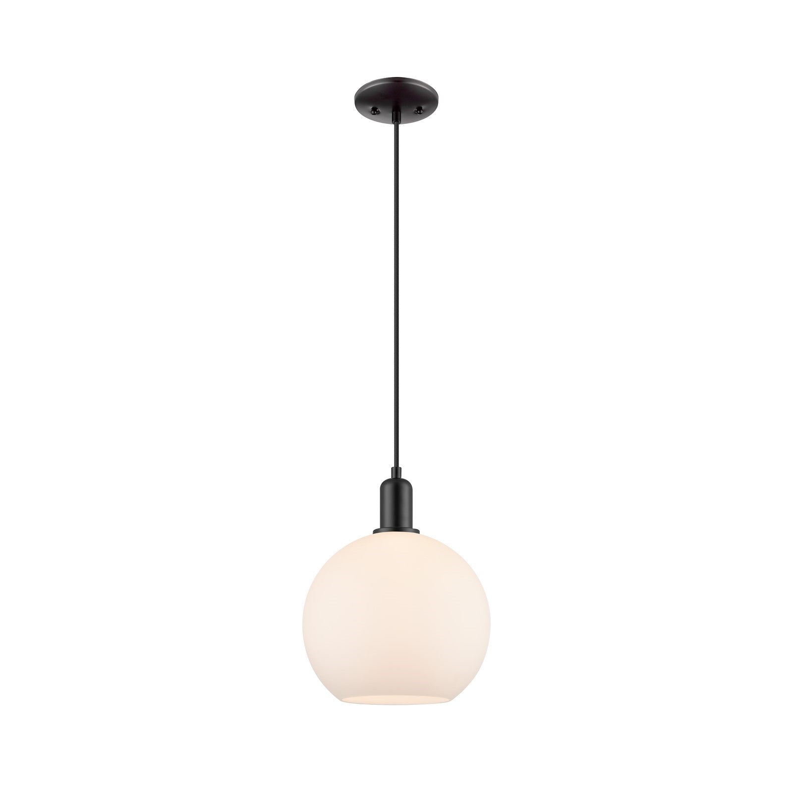 Innovations Athens 10in 1-Light Mini Pendant | Industrial Matte Black Steel and Matte White Glass | Kitchen Island & Dining Room | Model 716-1P-BK-G121-10
