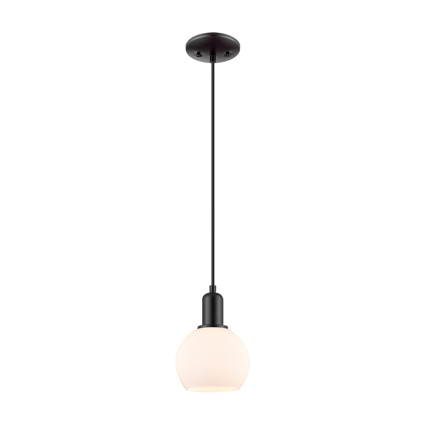 Innovations Athens 6in 1-Light Mini Pendant | Industrial Matte Black Steel and Matte White Glass | Kitchen Island & Dining Room | Model 716-1P-BK-G121-6