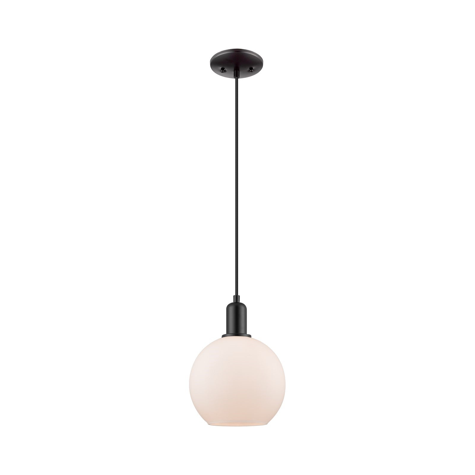 Innovations Athens 8in 1-Light Mini Pendant | Industrial Matte Black Steel and Matte White Glass | Kitchen Island & Dining Room | Model 716-1P-BK-G121-8