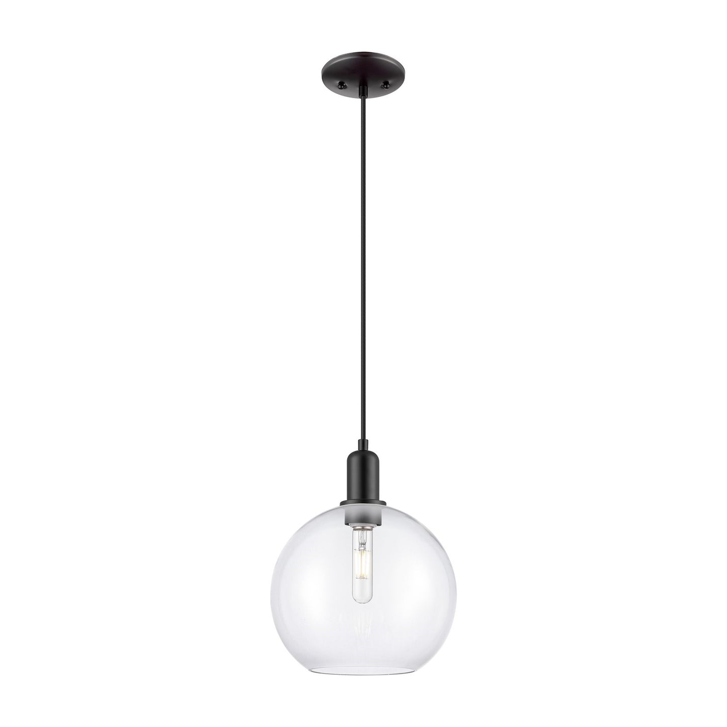 Innovations Athens 10in 1-Light Mini Pendant | Industrial Matte Black Steel and Clear Glass | Kitchen Island & Dining Room | 10 | Model 716-1P-BK-G122-10