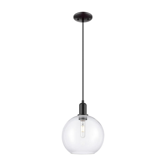 Innovations Athens 10in 1-Light Mini Pendant | Industrial Matte Black Steel and Clear Glass | Kitchen Island & Dining Room | 10 | Model 716-1P-BK-G122-10