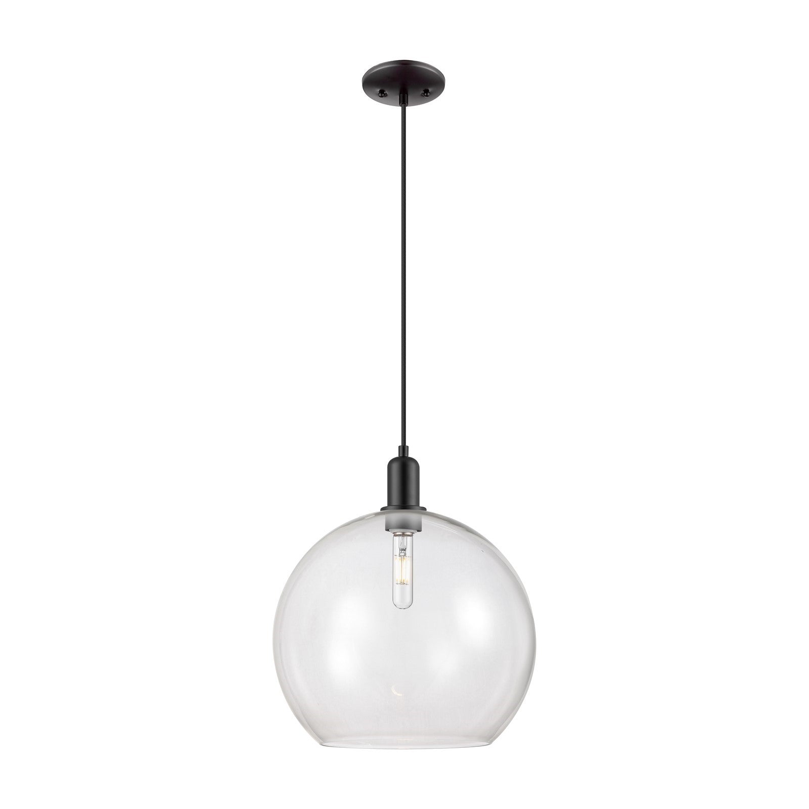 Innovations Athens 14in 1-Light Mini Pendant | Industrial Matte Black Steel and Clear Glass | Kitchen Island & Dining Room | Model 716-1P-BK-G122-14