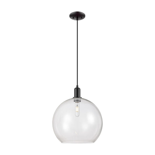 Innovations Athens 14in 1-Light Mini Pendant | Industrial Matte Black Steel and Clear Glass | Kitchen Island & Dining Room | Model 716-1P-BK-G122-14