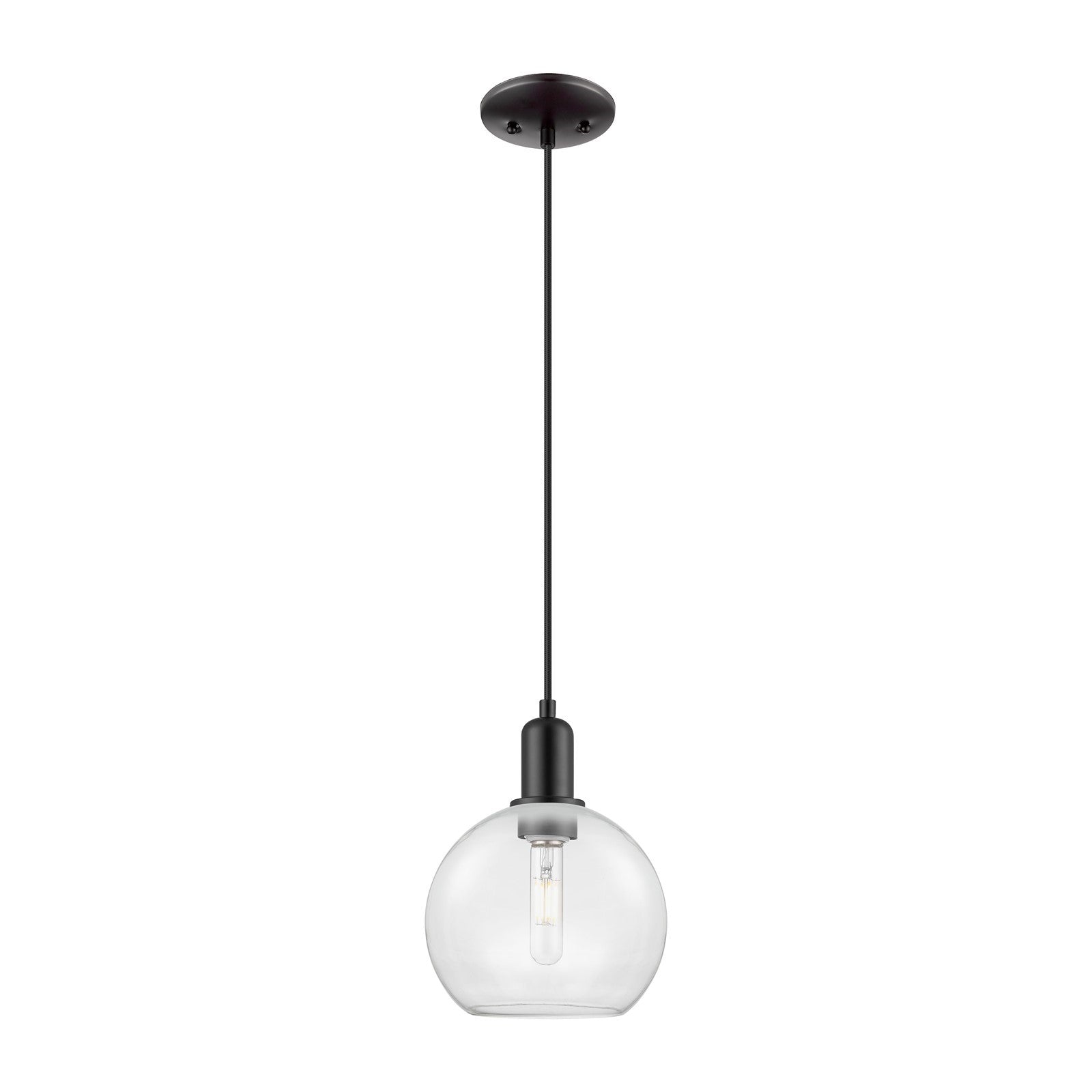Innovations Athens 8in 1-Light Mini Pendant | Industrial Matte Black Steel and Clear Glass | Kitchen Island & Dining Room | 8 x 8 | Model 716-1P-BK-G122-8