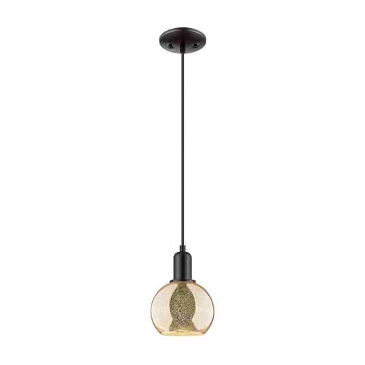 Innovations Athens 8in 1-Light Mini Pendant | Industrial Matte Black Steel and Seedy Glass | Kitchen Island & Dining Room | 8 x 8 | Model 716-1P-BK-G124-8