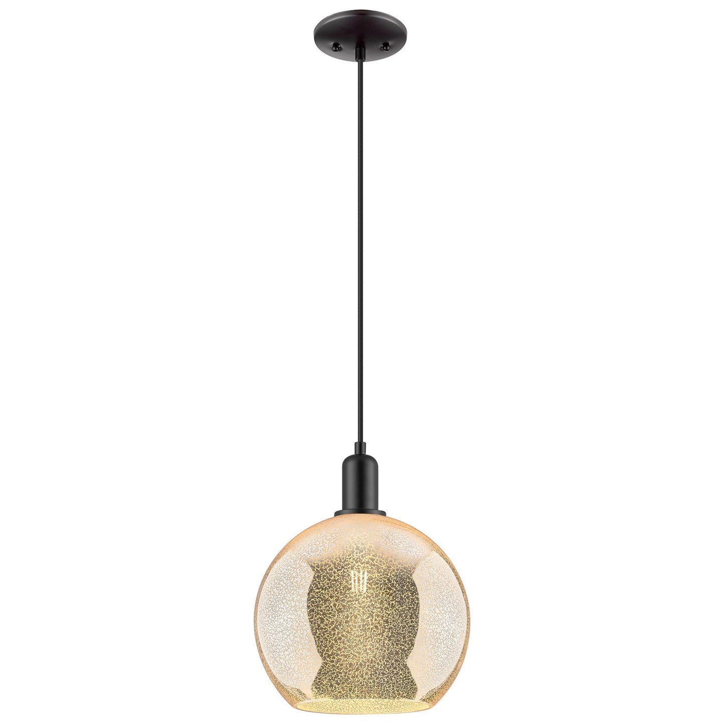 Innovations Athens 10in 1-Light Mini Pendant | Industrial Matte Black Steel and Mercury Glass | Kitchen Island & Dining Room | Model 716-1P-BK-G128-10