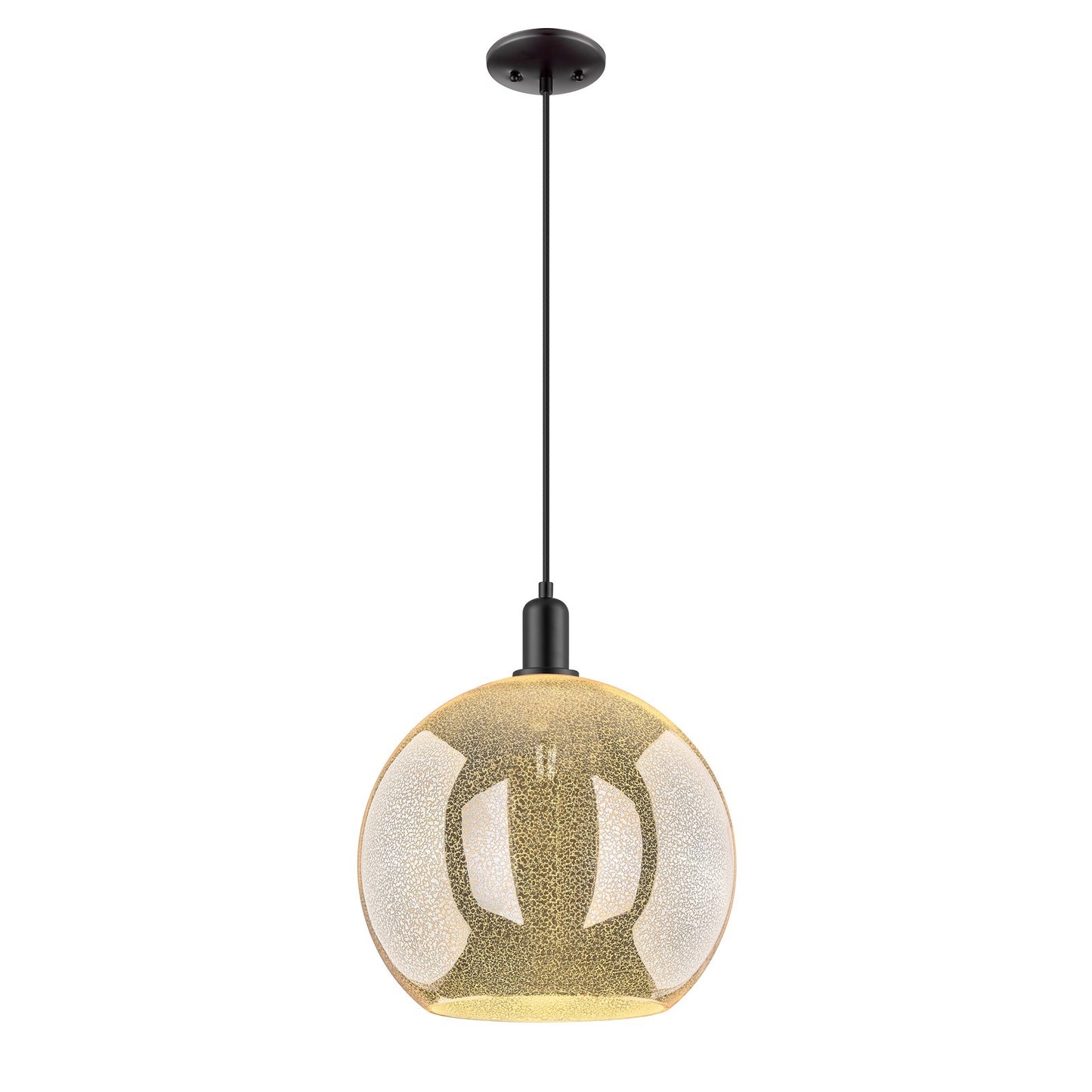 Innovations Athens 14in 1-Light Mini Pendant | Industrial Matte Black Steel and Mercury Glass | Kitchen Island & Dining Room | Model 716-1P-BK-G128-14