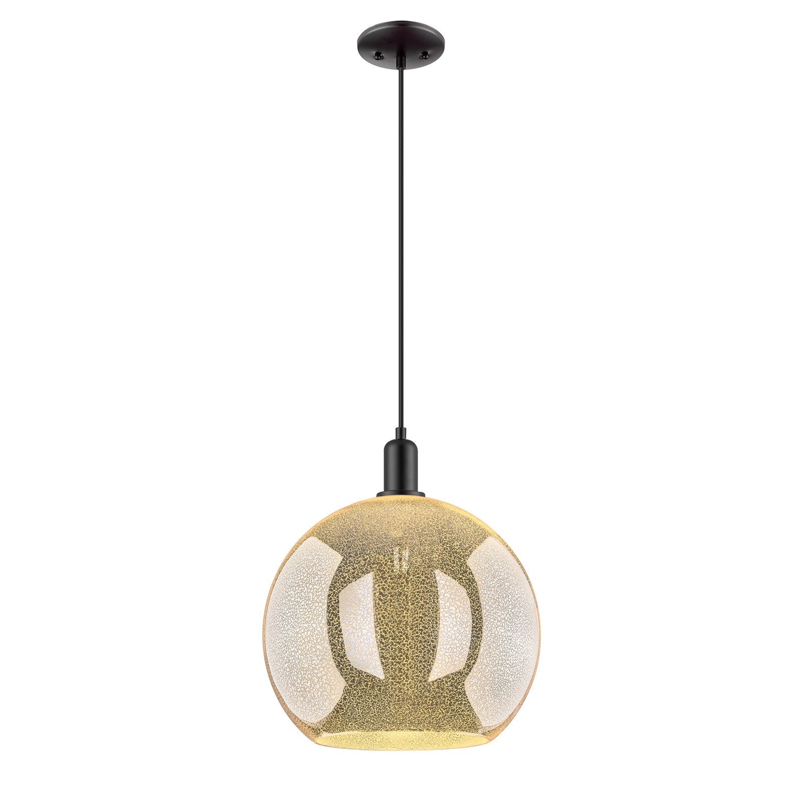 Innovations Athens 14in 1-Light Mini Pendant | Industrial Matte Black Steel and Mercury Glass | Kitchen Island & Dining Room | Model 716-1P-BK-G128-14