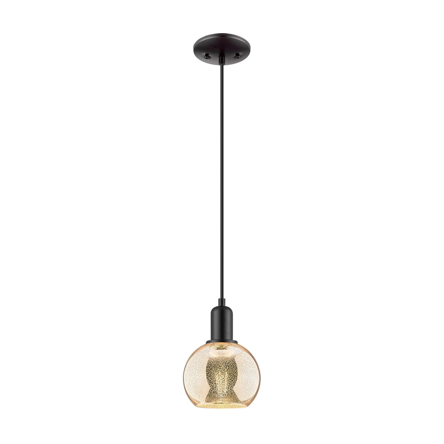 Innovations Athens 6in 1-Light Mini Pendant | Industrial Matte Black Steel and Mercury Glass | Kitchen Island | 5.88 x 5.88 x 8.7 | Model 716-1P-BK-G128-6