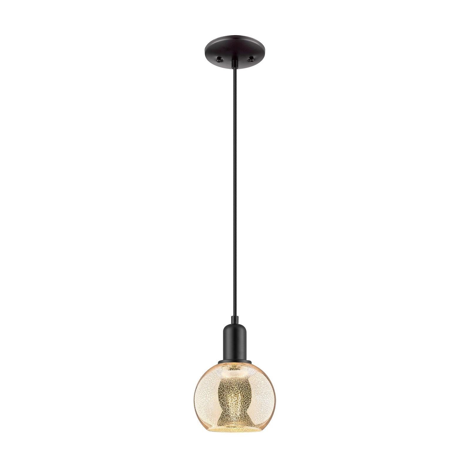 Innovations Athens 6in 1-Light Mini Pendant | Industrial Matte Black Steel and Mercury Glass | Kitchen Island | 5.88 x 5.88 x 8.7 | Model 716-1P-BK-G128-6
