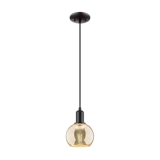 Innovations Athens 6in 1-Light Mini Pendant | Industrial Matte Black Steel and Mercury Glass | Kitchen Island | 5.88 x 5.88 x 8.7 | Model 716-1P-BK-G128-6