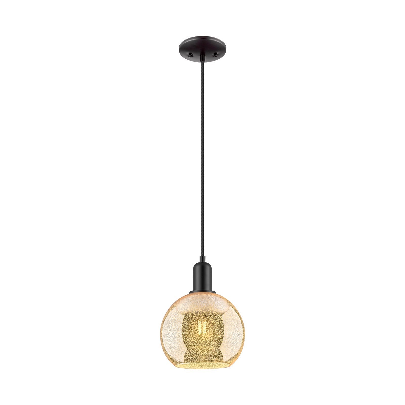 Innovations Athens 8in 1-Light Mini Pendant | Industrial Matte Black Steel and Mercury Glass | Kitchen Island | 8 x 8 x 10.82 in | Model 716-1P-BK-G128-8